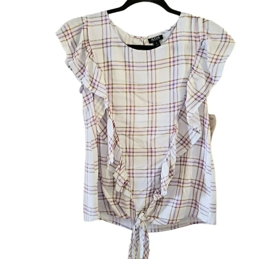A.N.A. A New Approch Ruffle Detail Tie Bottom Top